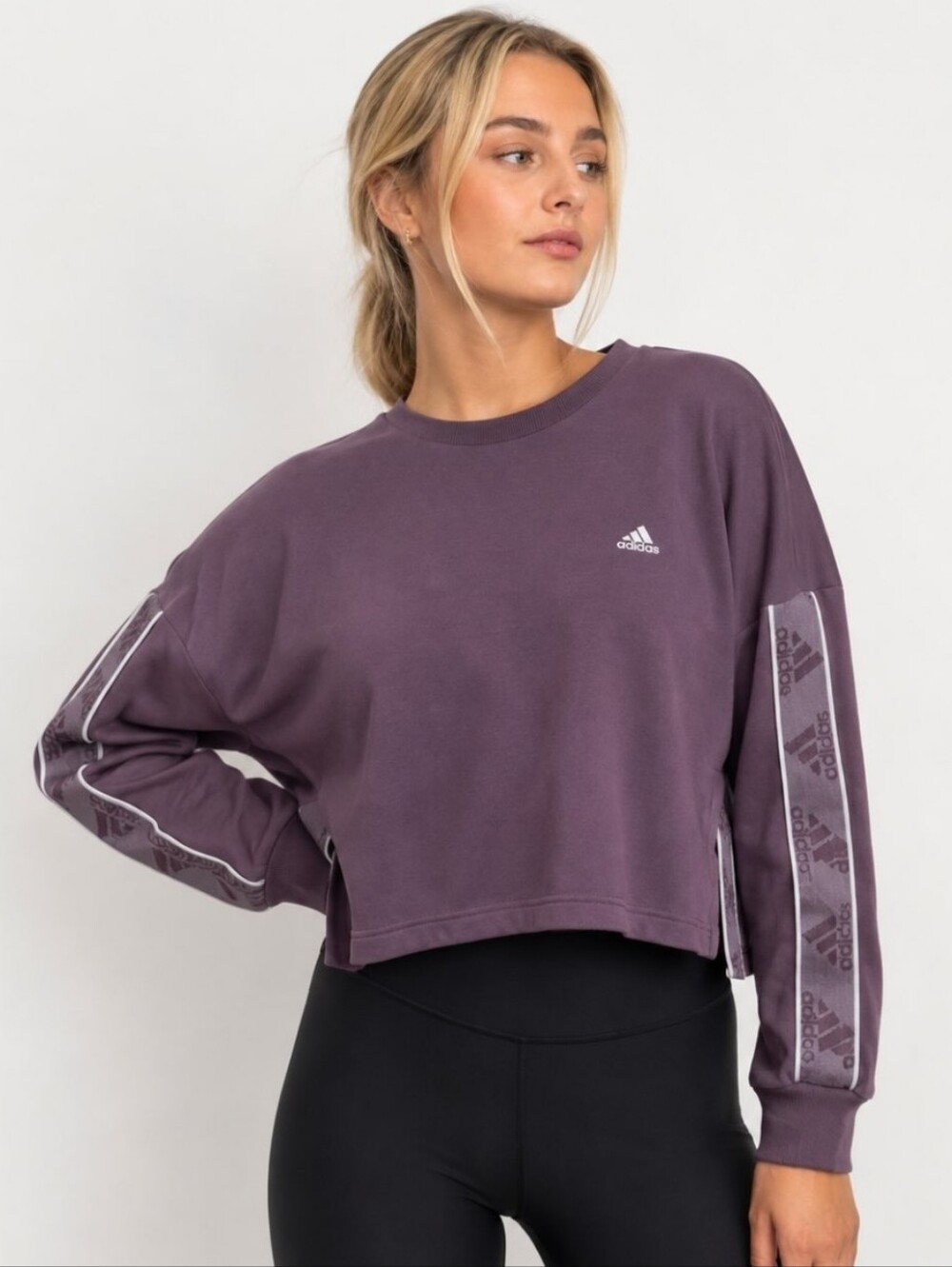 Adidas Logo Sleeve Cropped Sweatshirt